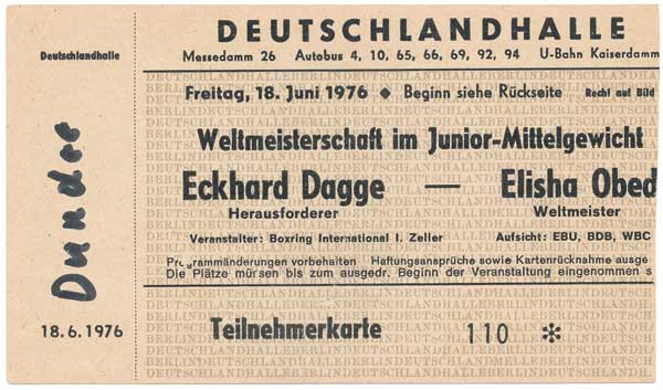 Dagge, Eckhard vs. Obed, Elisha 